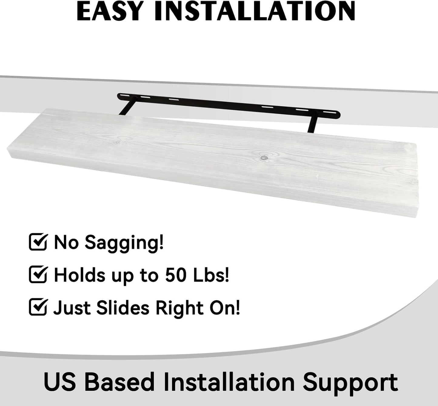 BGMG Wood Floating Shelves 36 inch Long, Wide Rustic Wooden Wall Shelves for Bathroom Living Room Bedroom Kitchen Farmhouse Set of 2-36x6.7x1.25 inch-White