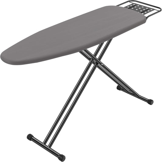Full Size Ironing Board 47" X 15" with Heat Resistant Cover and Thicken Felt Pad, Safety Iron Rest, Anti-Skid Feet, Height Adjustable, Heavy Duty