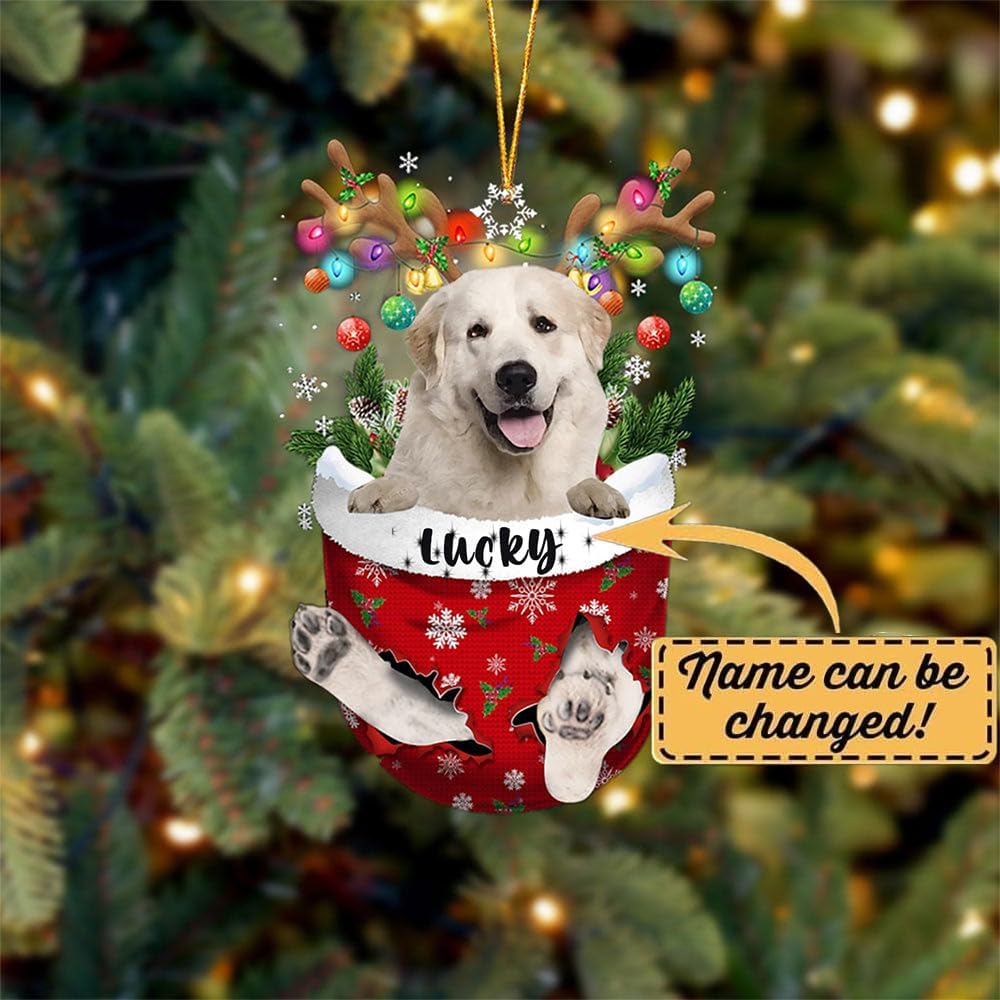 Great Pyrenees 2 Dog Christmas Ornament, Great Pyrenees 2 in Snow Pocket Christmas Tree Ornament, Dog Lovers Gift Idea Xmas Decor, Christmas Decorations for Tree, Christmas Ornament Gift for Dog Lover