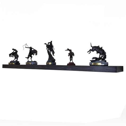 joelsantiques 72 Inch Wooden Floating Shelves for Wall - 72x12x2 in - Made of Natural Wood - Long Heavy Duty Wall Shelves for Bedroom - Perfect for Living Room, Kitchen - Black