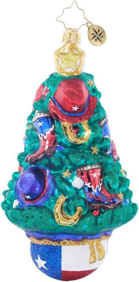 Christopher Radko Hand-Crafted European Glass Christmas Tree Decorative Ornament, Texas Tannenbaum