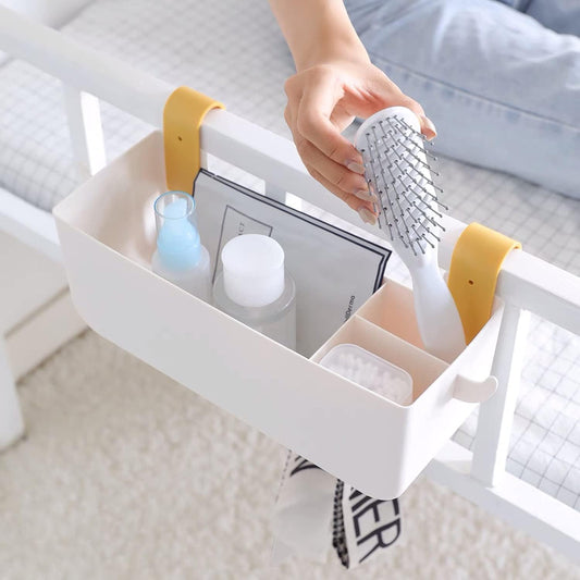 Bedside Hanging Caddy, Plastic Hanging Storage Shelf Holder Organizer for Phone Glasses Bottle Office Supplies in Dorm Room Bathroom Camper Rv - White (Caddy)