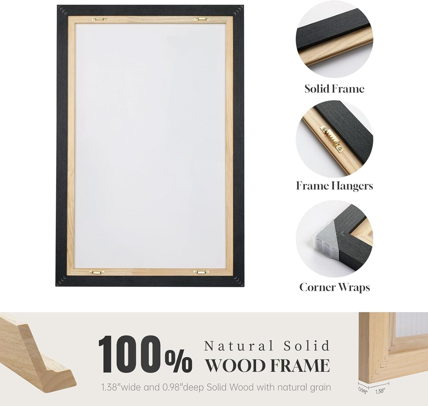 Framed Black and White Abstract Canvas Wall Art, Large Modern Art Prints Paintings Artwork for Walls, Minimalist Gray Pictures for Living Room Bedroom Dining Room Office Bathroom Wall Decor 24x36 In