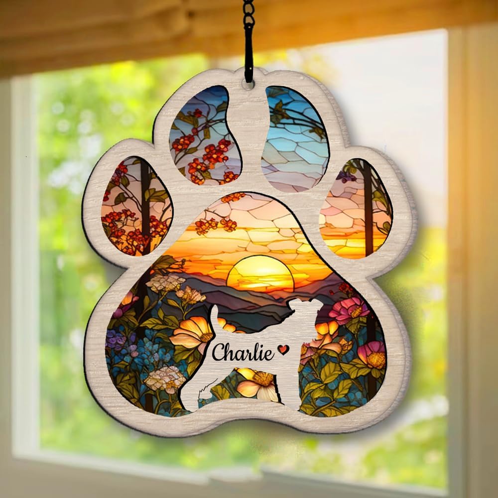 Personalized Fox Terrier Suncatcher Dog Memorial Gifts, Custom Fox Terrier Ornament Christmas Tree, Pet Remembrance Gift, Loss of Dog Sympathy Gift, Pets Memorial Ornament, Pet Loss Suncatcher