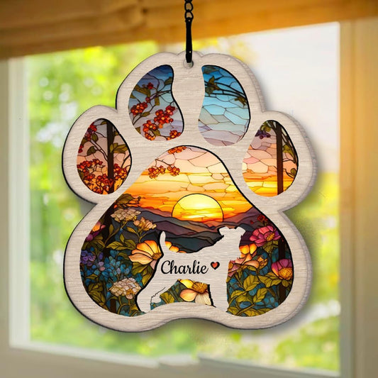 Personalized Fox Terrier Suncatcher Dog Memorial Gifts, Custom Fox Terrier Ornament Christmas Tree, Pet Remembrance Gift, Loss of Dog Sympathy Gift, Pets Memorial Ornament, Pet Loss Suncatcher