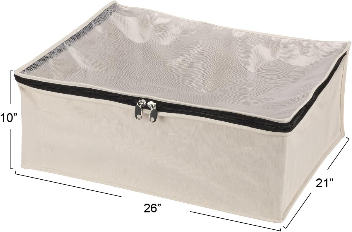 Household Essentials 3364-1 Cotton Canvas Blanket Storage Bags | Natural, Off-White