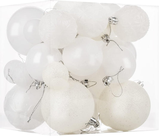 Christmas Ornaments for Xmas Trees,White Shatterproof Christmas Ball Ornaments