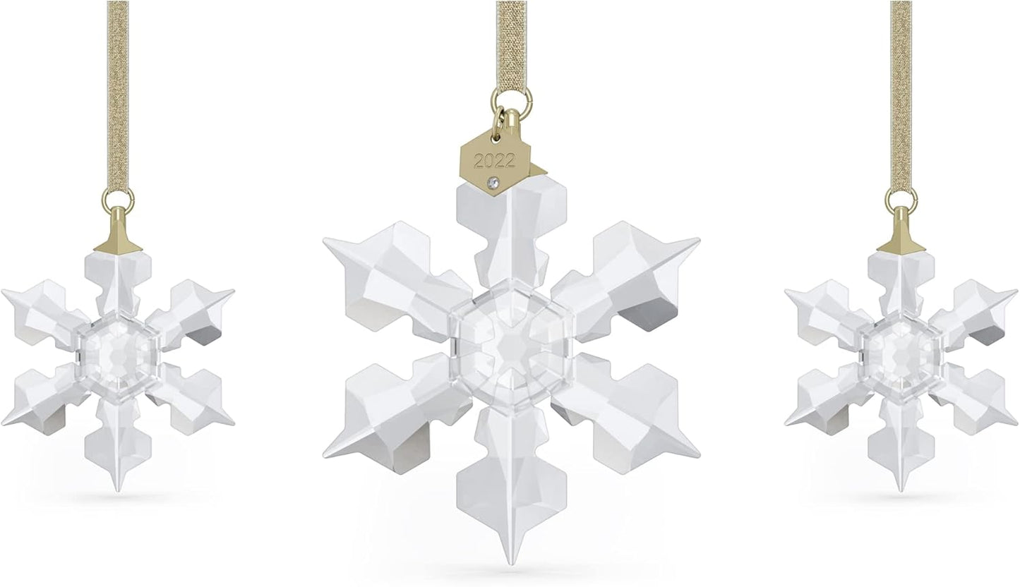 Swarovski Annual Edition Set of Snowflake Ornaments, White Swarovski Crystals, Part of the Swarovski Annual Edition Collection