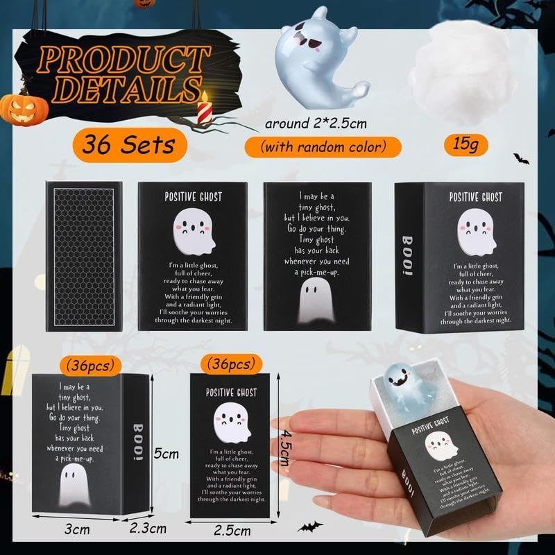 32 Sets Halloween Mini Ghost Figures with Box, Glow in The Dark Mini Resin Ghosts, Luminous Ghost Miniature Resin Figurines for Halloween Party Favors (6PCS)