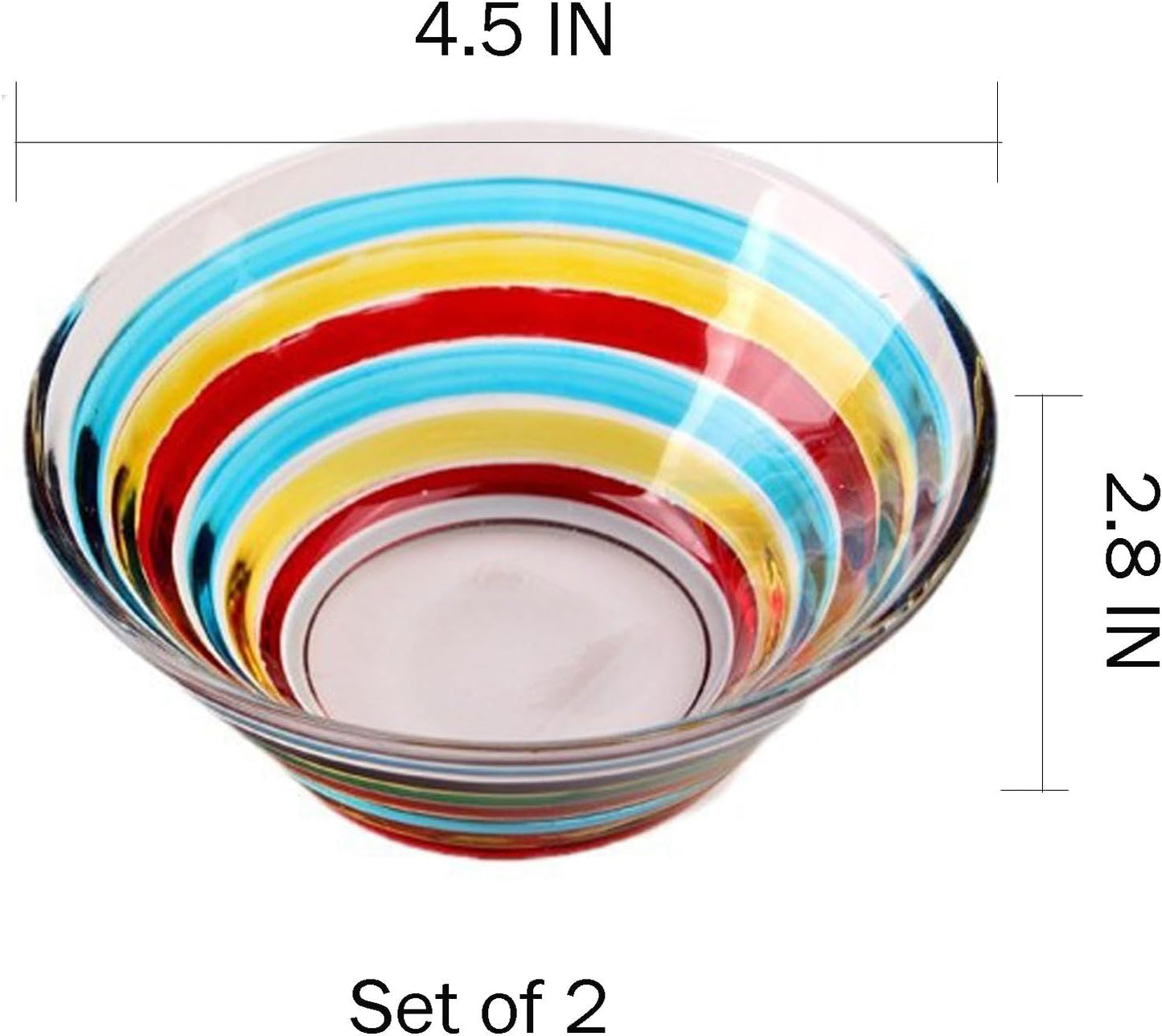 Decorative Bowl Stained Glass Candy Dishes, Set of 2, Hand Painted Colorful Glass Bowl for Snack, Dessert 6.75 oz