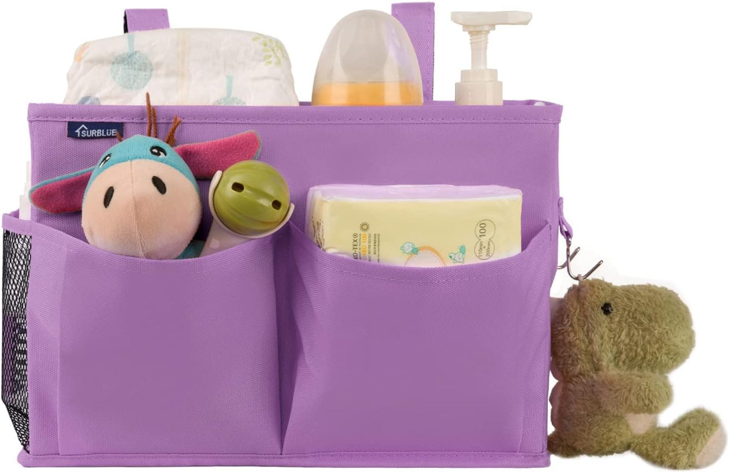 Surblue Caddy Hanging Organizer Bedside Storage Bag for Bunk and Hospital Beds, Purple, Small