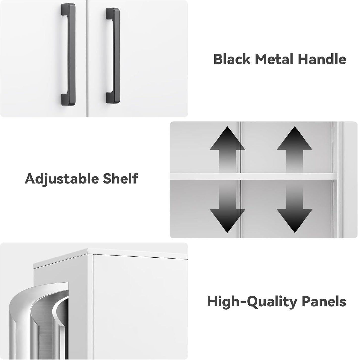 Wall Cabinet,Lockable Storage Cabinets with Adjustable Shelf,Locking Wall Storage Cabinet with Doors for Laundry Room,Home Office,White