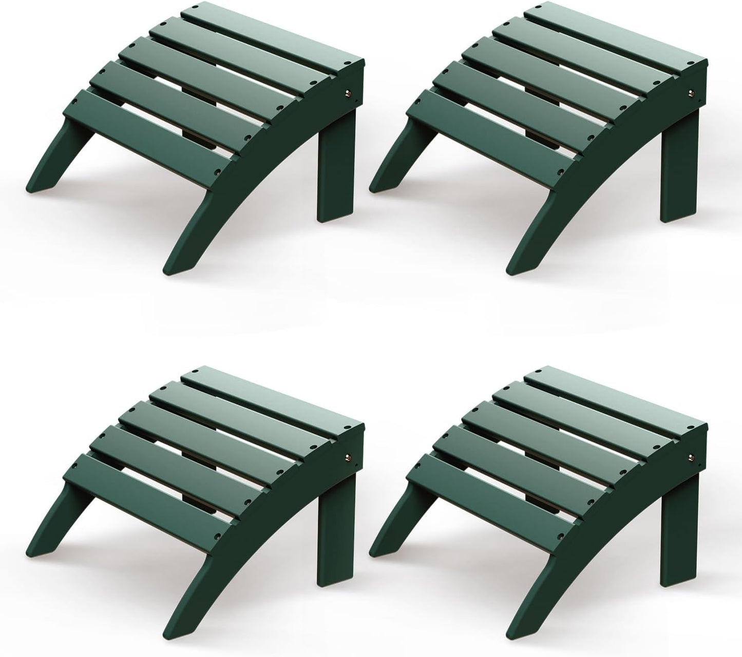 GREENVINES Adirondack-Ottoman | Set of 4 | HDPE Plastic | Outdoor Footrest | All Weather | Foot Rest | Foot Stool | Forest | for Adirondack Chair | for Patio Backyard Pool
