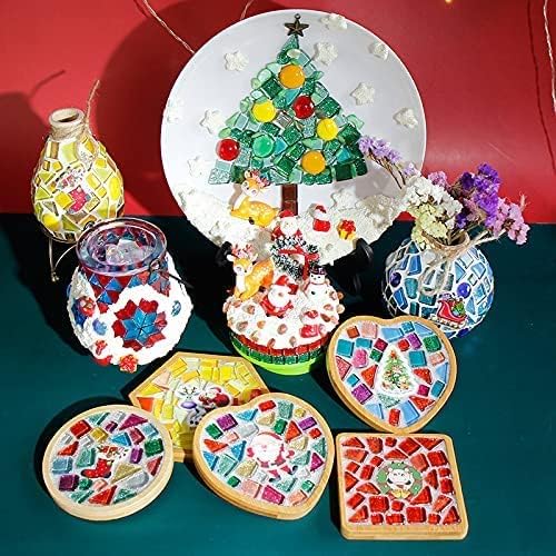 1.1 LB Irregular Crystal Mosaic Tiles,Small Particle Color Decal Crystal Glass Tile DIY Hobbies Children Handmade Crystal Craft for DIY Handmade Decorative Materials (Sakura Pink Series)