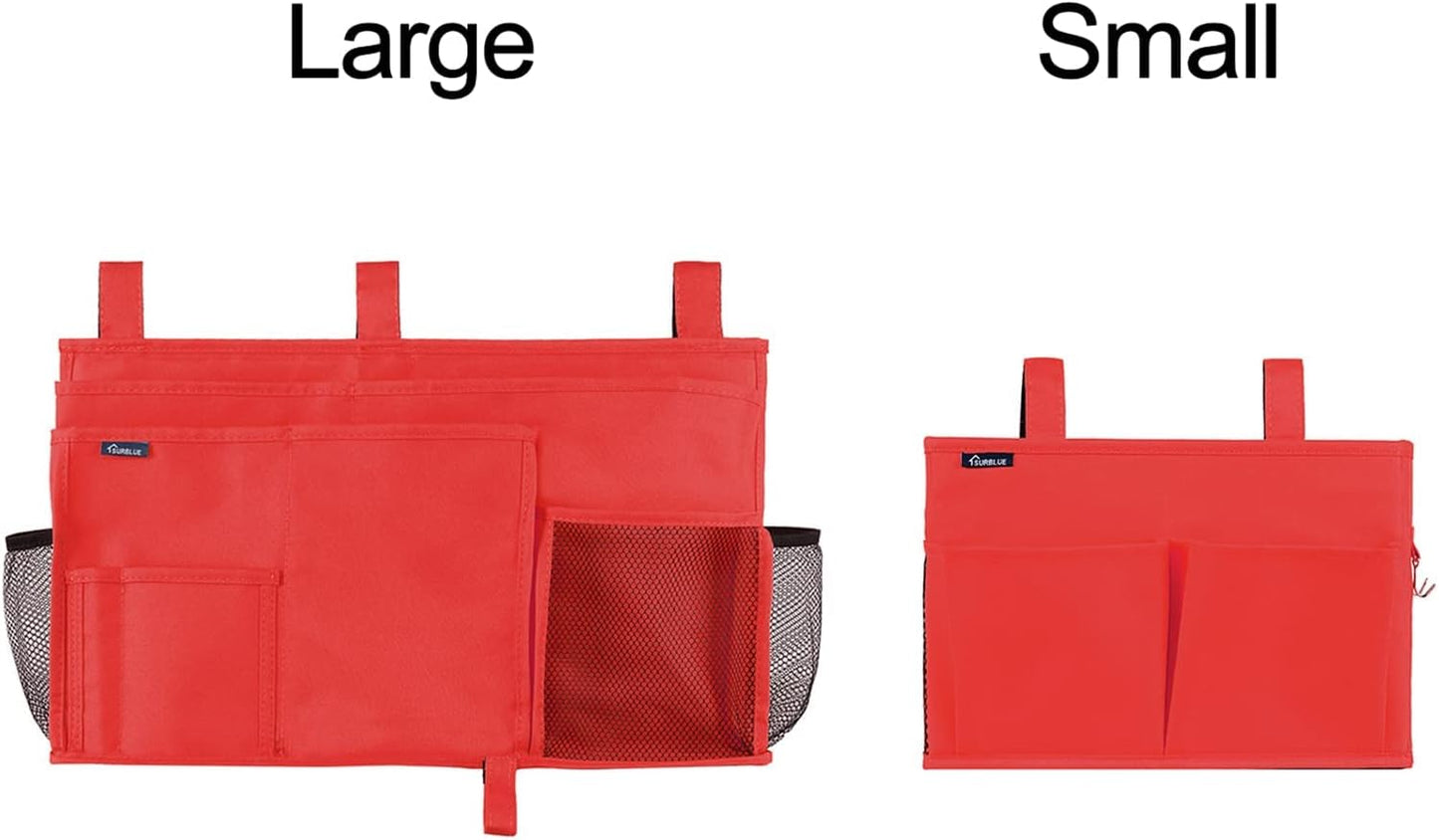 Surblue Caddy Hanging Organizer Bedside Storage Bag for Bunk and Hospital Beds, Red, Small