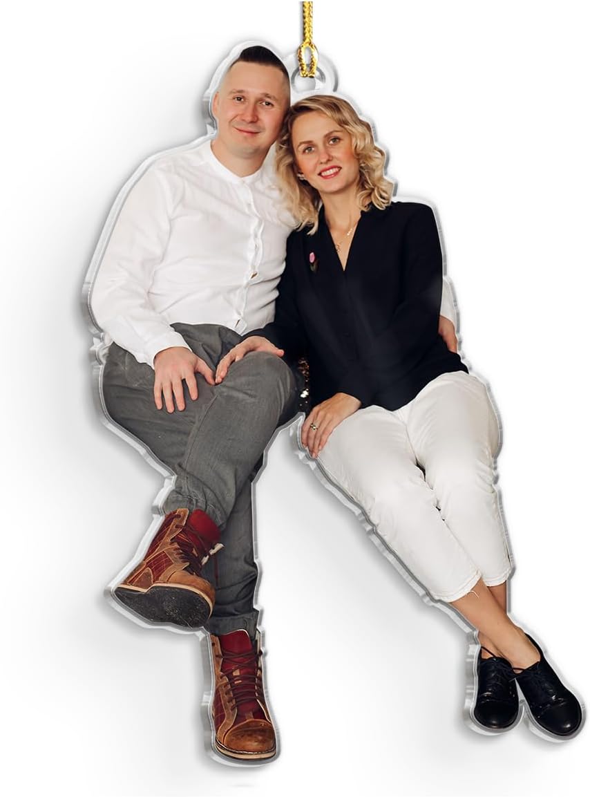 Personalized Photo Ornament for Couple, Custom Acrylic Ornament with Image, Gifts for Men Women, Newlywed Couple, Mom Dad, Christmas Hanging Decor