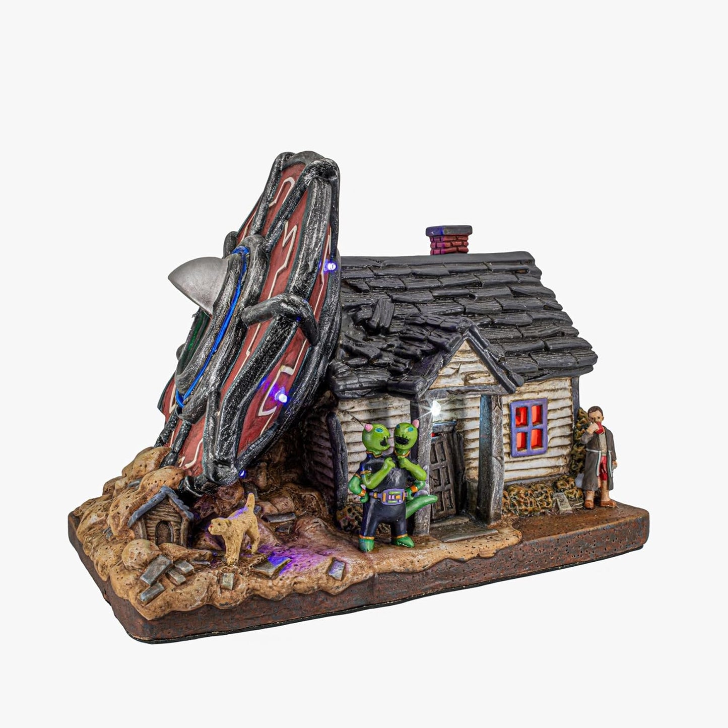 No Landing Zone Alien Theme Spooky Halloween Village Multi-Color LED Lights 10" x 7" x 7.5"