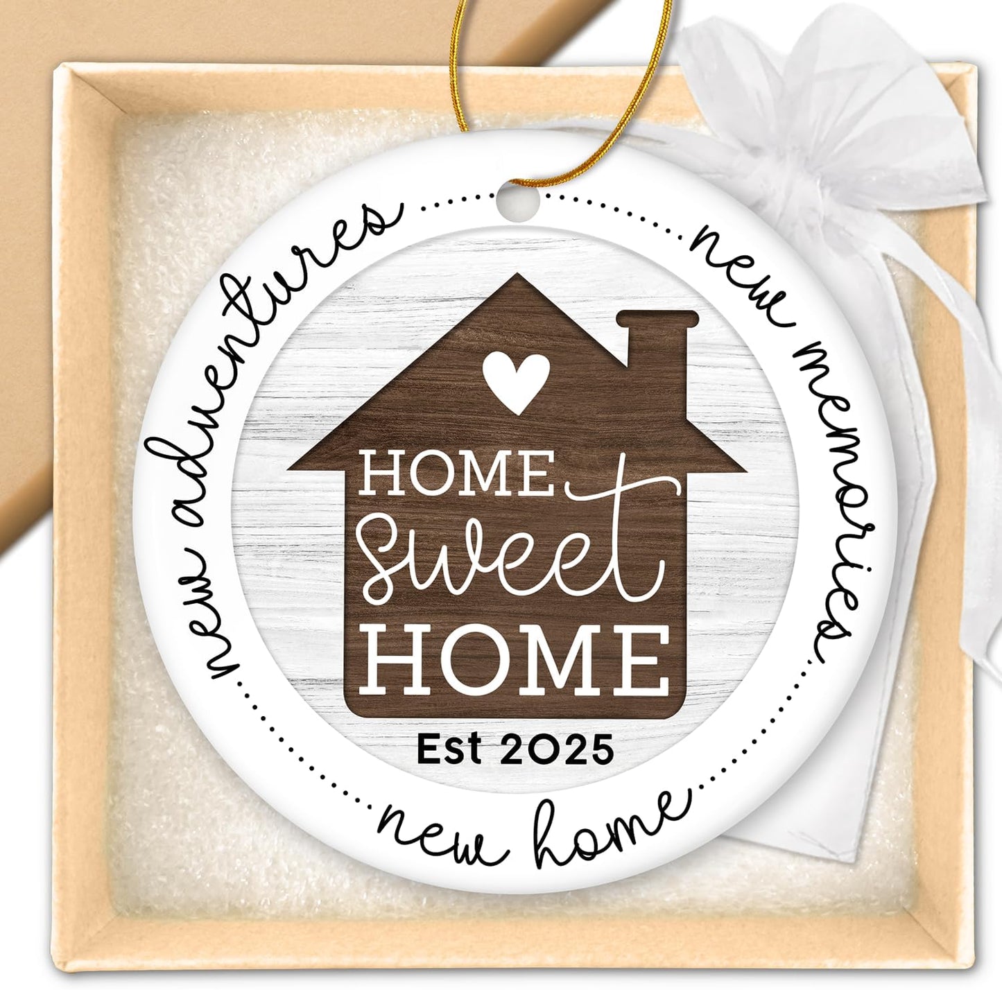 HEXMOZ New Home Gift Ideas - Best Housewarming Gifts 2025 - House Warming Gifts with New Home Ornament 2025 for Owners, Couples, Men, Women - First House Ornament, Our First Christmas Ceramic Keepsake
