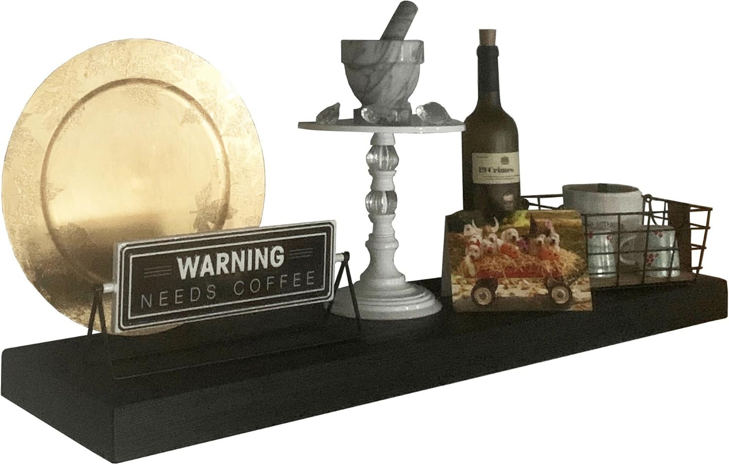 joelsantiques 36 Inch Wooden Floating Shelves for Wall - 36x12x2 in - Made of Natural Wood - Long Heavy Duty Rustic Wall Shelves for Bedroom - Perfect for Living Room, Kitchen - Black