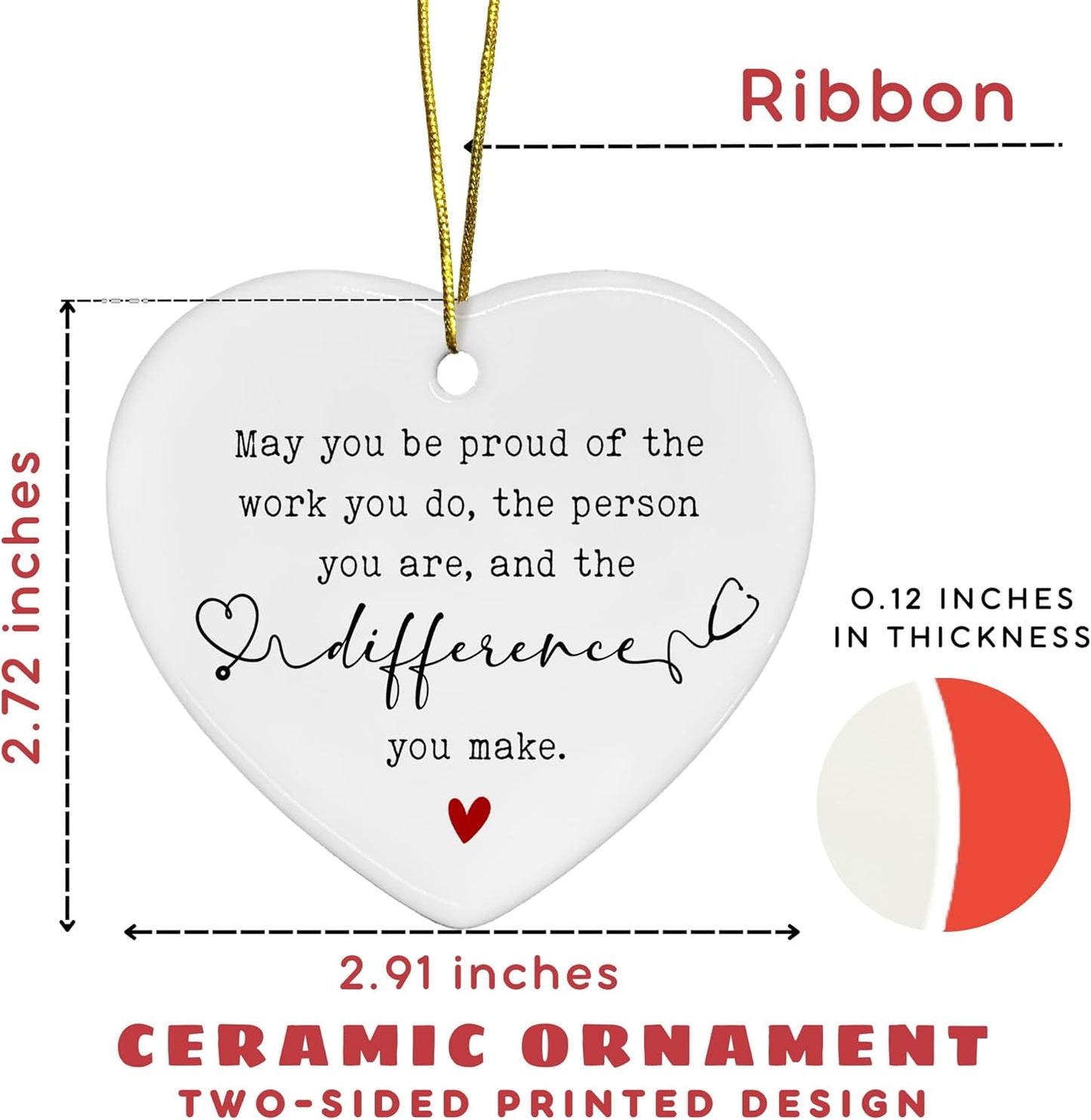 Nurse Gifts for Women - Nurses Week Gifts - Nurse Christmas Ornament - Nurses Rn Practitioner Gift for Women - Birthday, Appreciation, Graduation, Thank You Nursing Gift - Ceramic Ornament