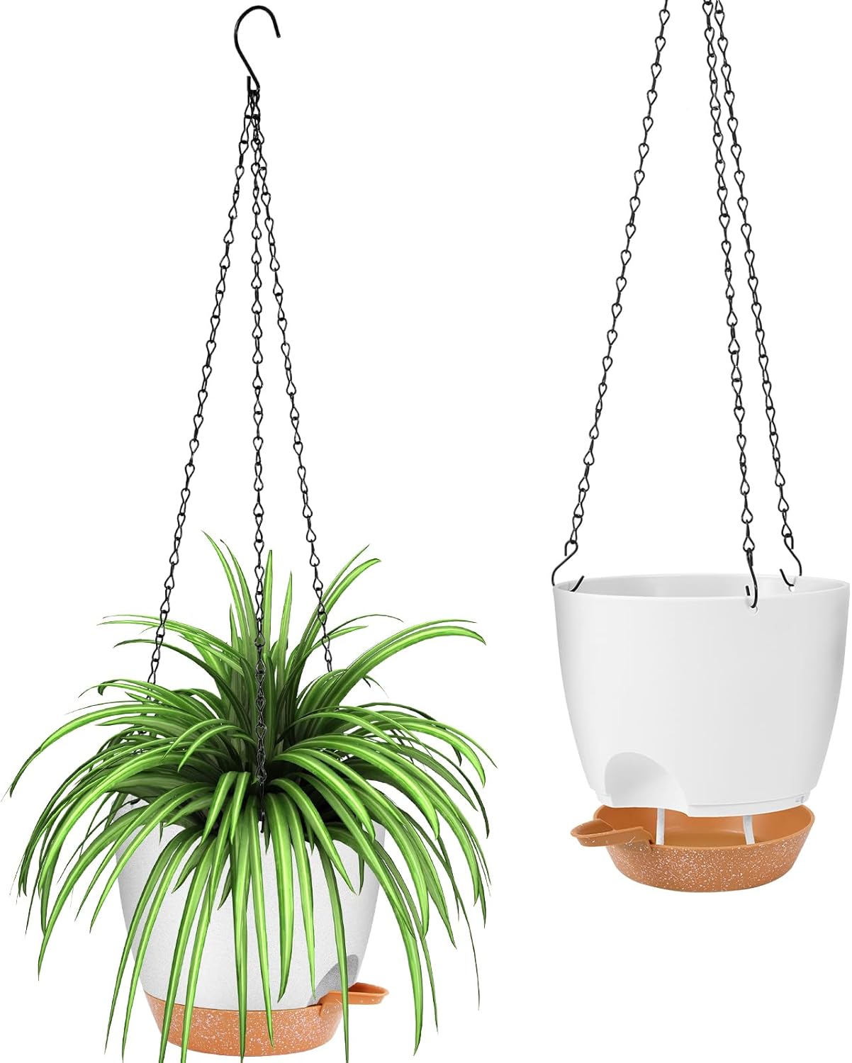 GARDIFE Hanging Planter, 8 inch Hanging planters for Indoor. Outdoor Plants, Self Watering Plant Pot, 2 Pack Large self Watering Hanging Planter (8-White, 8 inch)