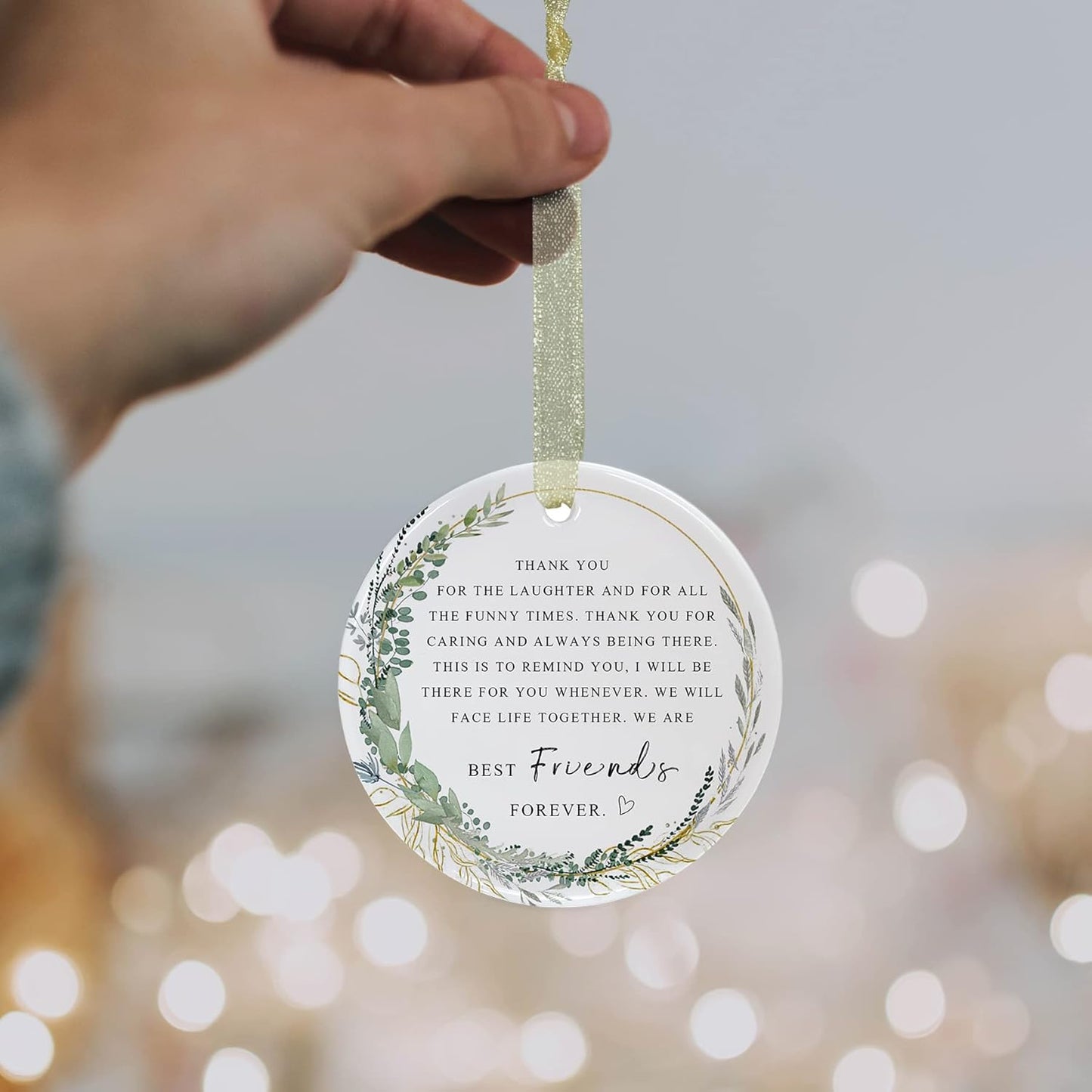 Friend Ornaments 2025 Best Friend Ornament Christmas Friendship Besties Forever Ornament Friends Tree for Graduate Best Friend Ever Double-Sided Printing Ceramic (2.9"