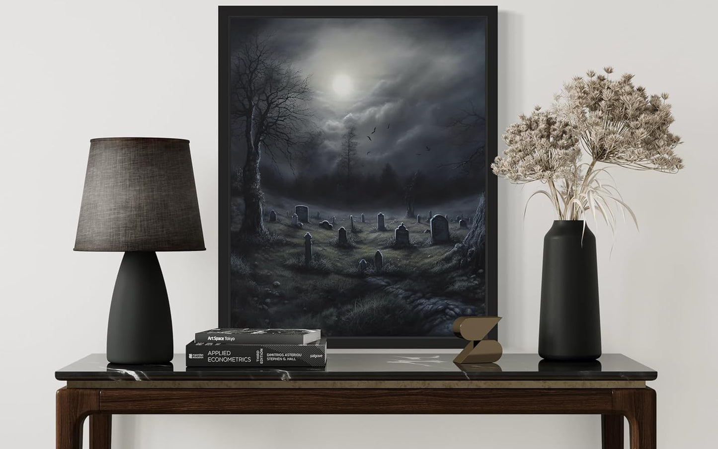 Gothic Graveyard Poster Art Print, Halloween Scary Vintage Wall Art Academia Spooky Painting Decoration for Horror Prints, Posters Bedroom Decor 89 (Gothic Graveyard, 8 x 10 inches, Unframed)