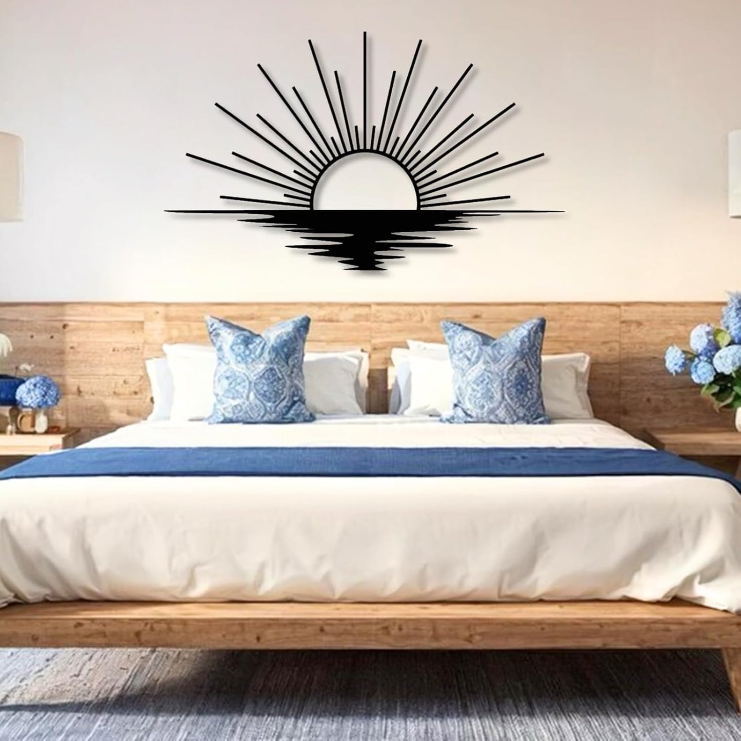 Sunrise Metal Wall Art, Metal Sun Wall Decor, Metal Sun Outdoor Decor, Large Metal Sun Wall Art, Sun Wall Art, Boho Sun Wall Art, Sunshine Metal Sign, Living Room Bedroom Wall Hangings (Gold, 29"x 17"| 76x45cm )
