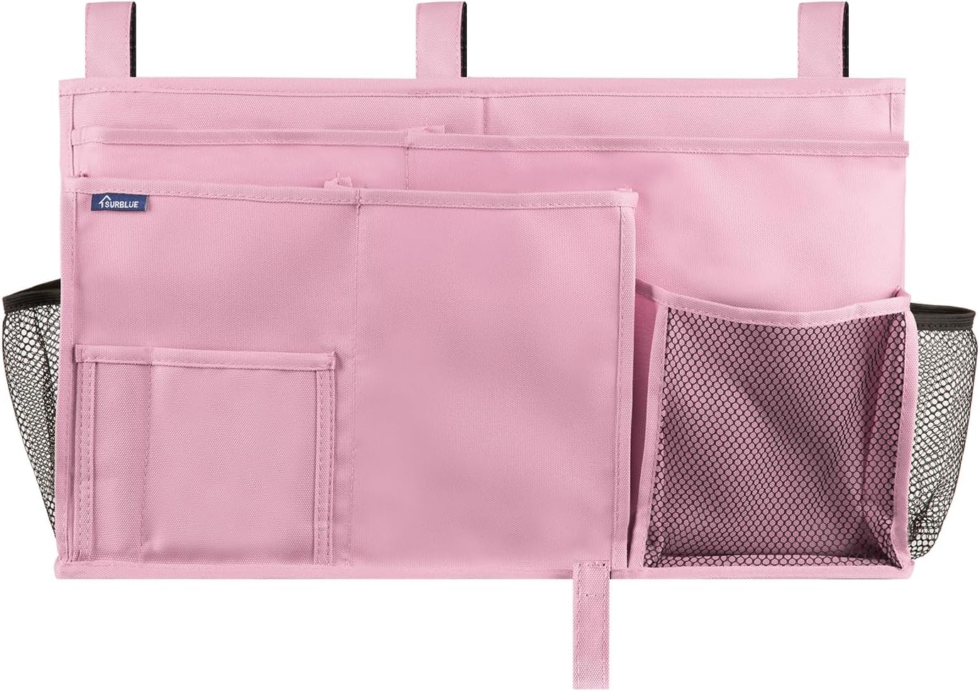 Surblue Caddy Hanging Organizer Bedside Storage Bag for Bunk and Hospital Beds, Pink, L