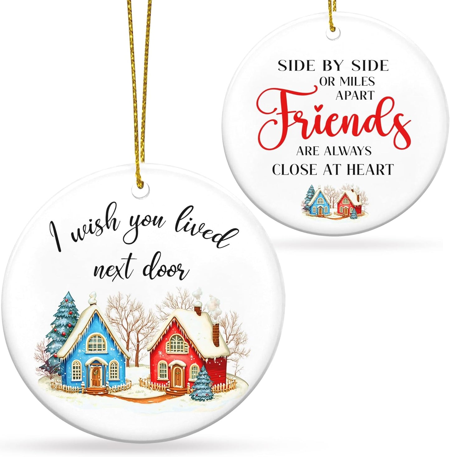 OASSIE Friendship Gifts for Women - Christmas Ornaments 2024, Birthday Gifts for Besties - Two-Sided Printed Designs, One Ceramic Ornament