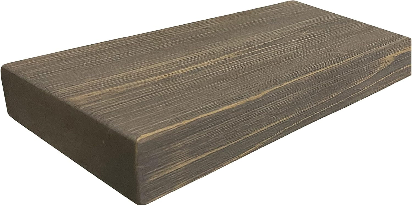 Joel's Antiques - 18 Inch Wooden Floating Shelves for Wall - 18x8x2 in - Made of Natural Wood - Short Heavy Duty Rustic Wall Shelves for Bedroom - Perfect for Living Room, Kitchen - Grey