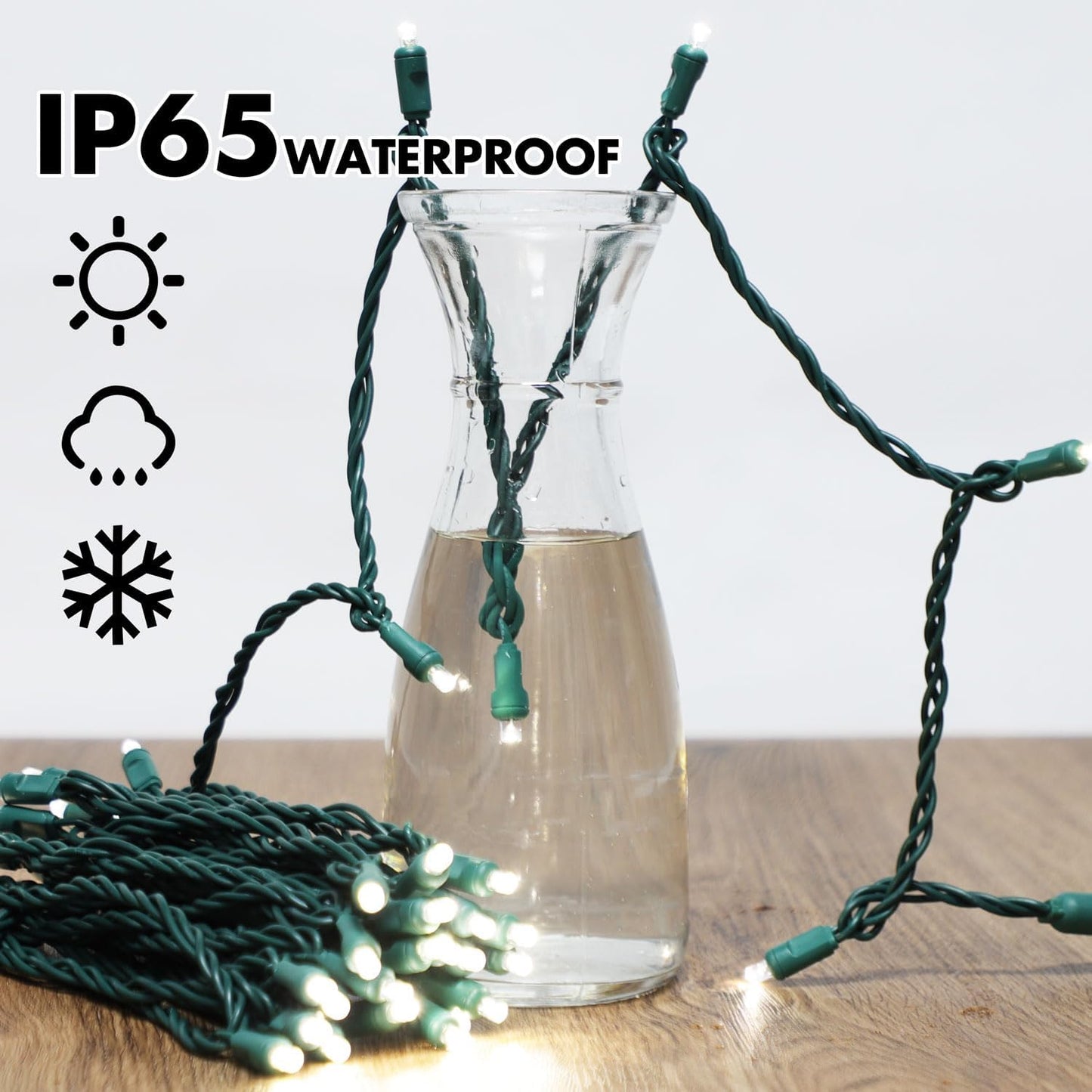 100Count (2pk of 50L) String Lights, LED Christmas Lights, 6" SPACING,Green Wire,White