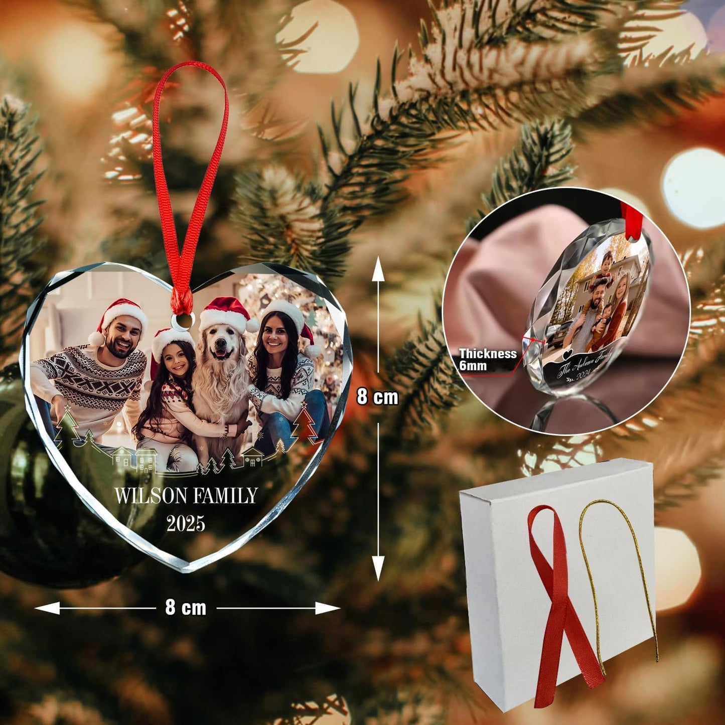 Personalized Christmas Photo Ornament, Custom Crystal Ornaments, Custom Christmas Ornament for Mom/Dad, Personalized Ornaments with Name