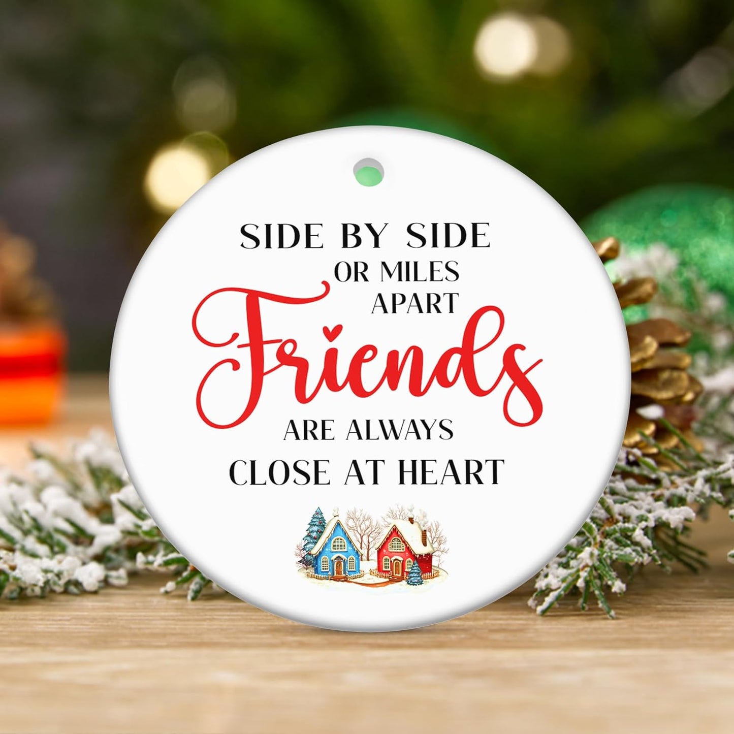 OASSIE Friendship Gifts for Women - Christmas Ornaments 2024, Birthday Gifts for Besties - Two-Sided Printed Designs, One Ceramic Ornament