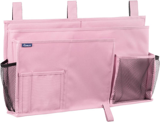Surblue Caddy Hanging Organizer Bedside Storage Bag for Bunk and Hospital Beds, Pink, L
