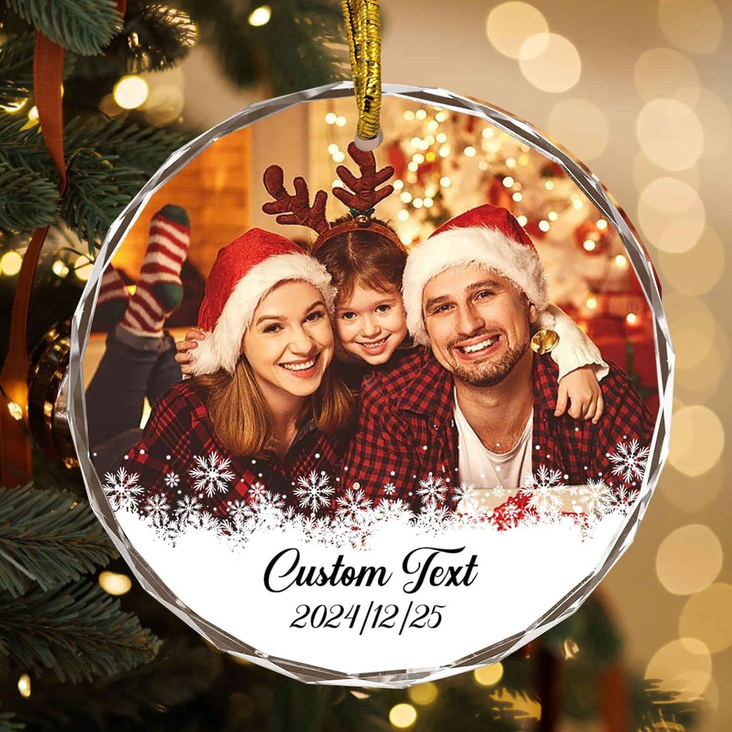 Personalized Photo Text Ornaments, Custom Ornaments for Family Couple Friend Children, Personalized Decorative Hanging Glass Decor, Custom Gifts for Person/Pet, Festival Birthday Gifts