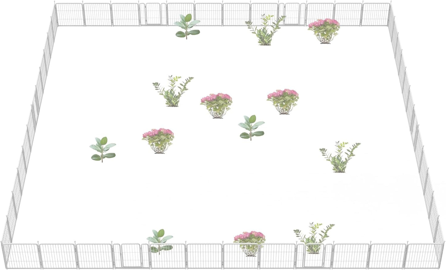 FXW Decorative Garden Fence for Yard, 24in(H) x 90ft(L) 48 Panels Heavy Duty No Dig Metal Fencing with Gate, Tall Animal Border Barrier for Dogs, White│Patented