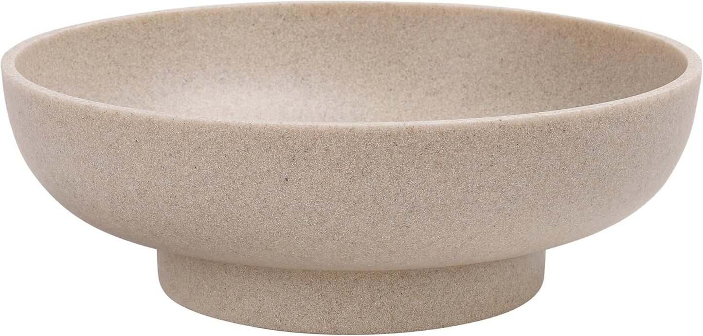 Large Decorative Bowl, Modern Handicraft Resin Bowls for Home Decor, Decorative Fruit Bowl for Kitchen Counter, Stylish Key Bowl for Entry Table, Artificial Stone Resin Beige