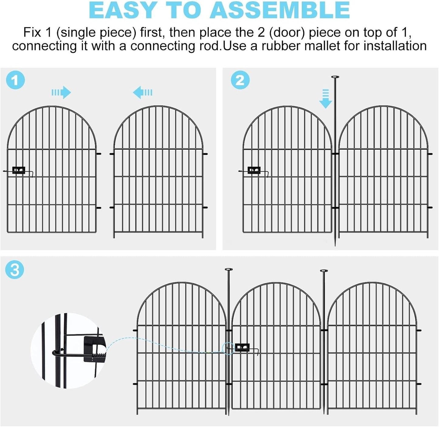 Garden Fencing 36 Inch High with Gate, 14 Panels Garden Fence Total 30.6 Ft(L),No Dig Animal Barrier, Rustproof Metal Wire Garden Fences and Borders for Dogs, Rabbits, Flower Bed Fencing