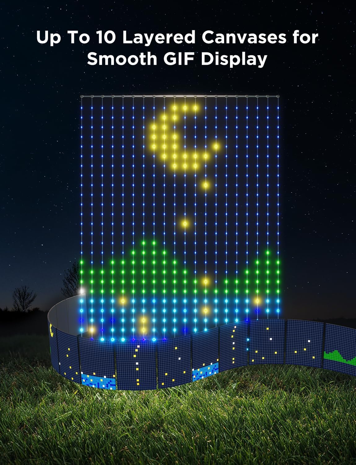 Govee Curtain Lights 2, Smart LED Curtain Light with DIY GIF AIGC, 1560 LEDs, RGBIC Color Changing Holiday Lights for Bedroom Window New Year Dynamic Decor, Outdoor IP65 Waterproof, 14.8×6.6ft