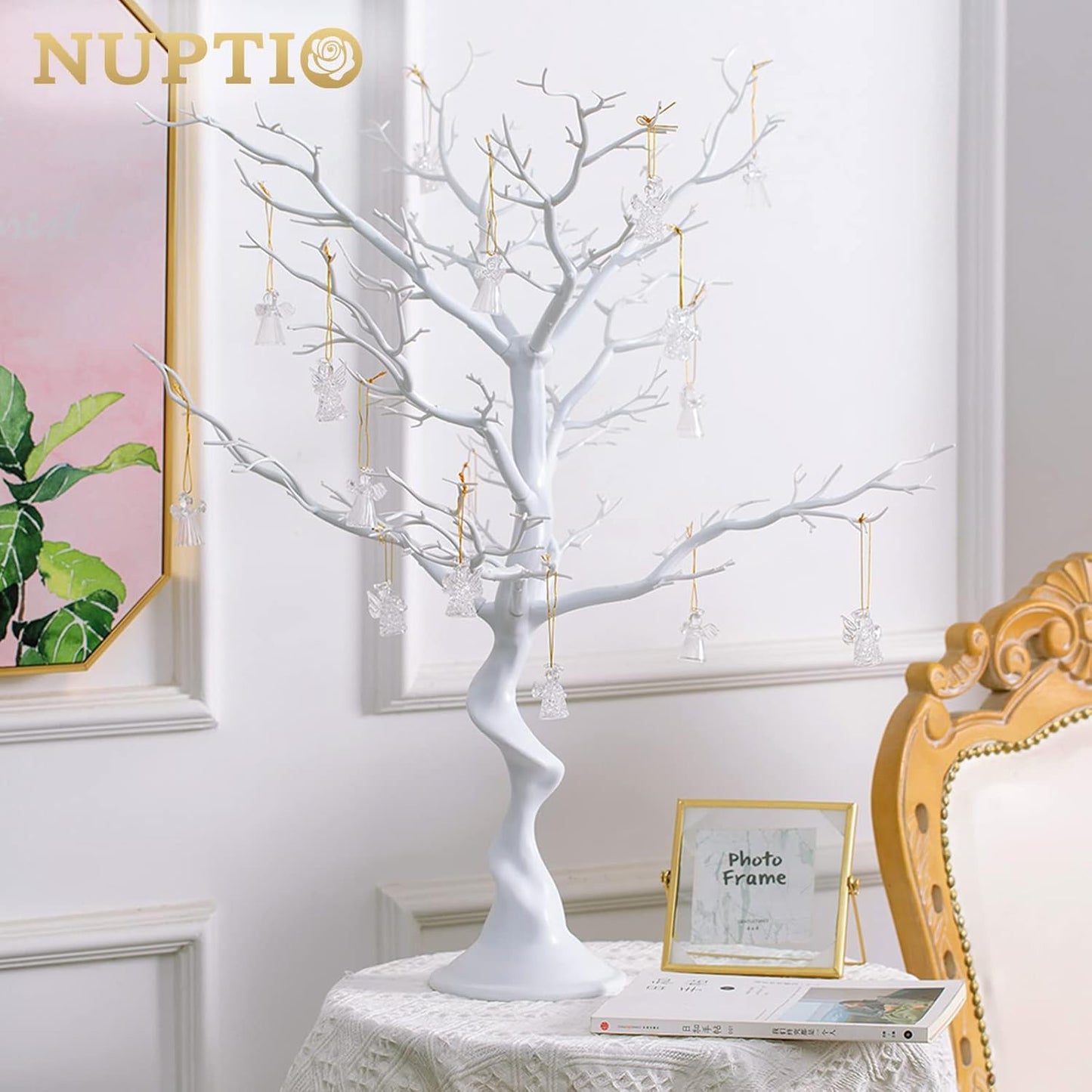 NUPTIO White Christmas Tree Branch: Artificial 30 inch Tall Halloween Manzanita Tree Centerpiece Wedding Centerpieces for Table - Decorative Ornament Display Tree for Decoration Weddings (2 Pc)