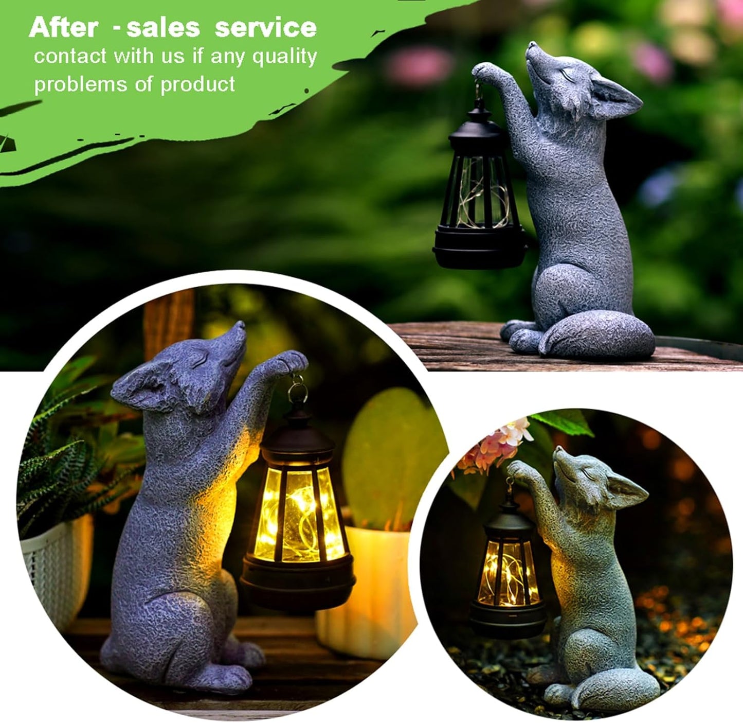 Fox Statue for Garden Decor, Garden Statue with Solar Power Light for Outdoor Patio Porch Lawn Yard Backyard Oudside Indoor Shelf Decoration,Praying Fox Sculptures Decorations to Wow Your Guests