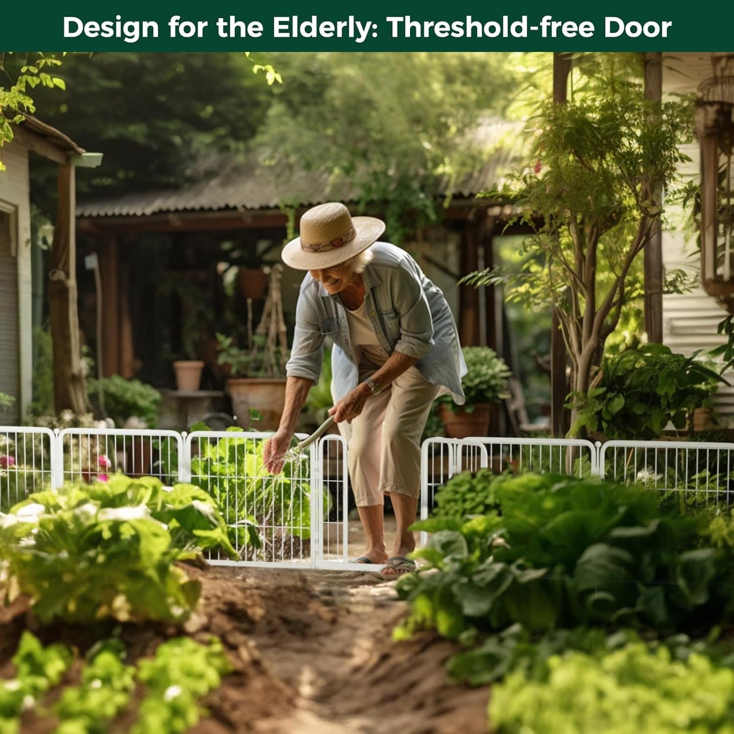 FXW Garden Fence Outdoor for The Yard – 24in(H) x 44.4ft(L) Heavy Duty Metal Animal Barrier for Dog and Rabbit, Decorative Dog Fence, 24 Panels, White