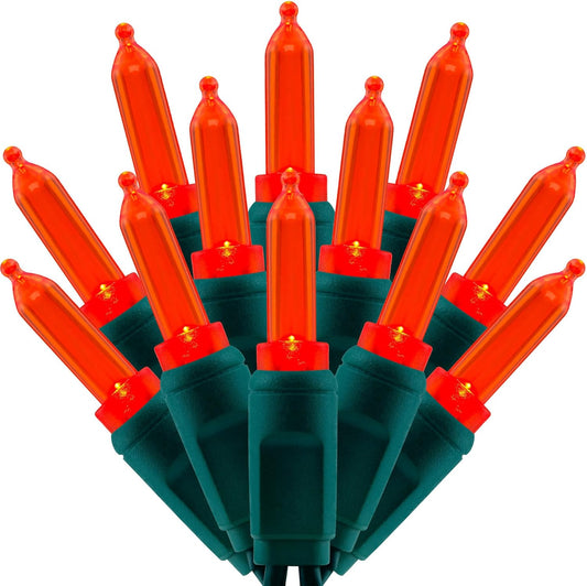 100 Red One-Piece LED Christmas Lights, 33 ft Green Cord High Waterproof UL Certified T5 Outdoor String Lights (Red)