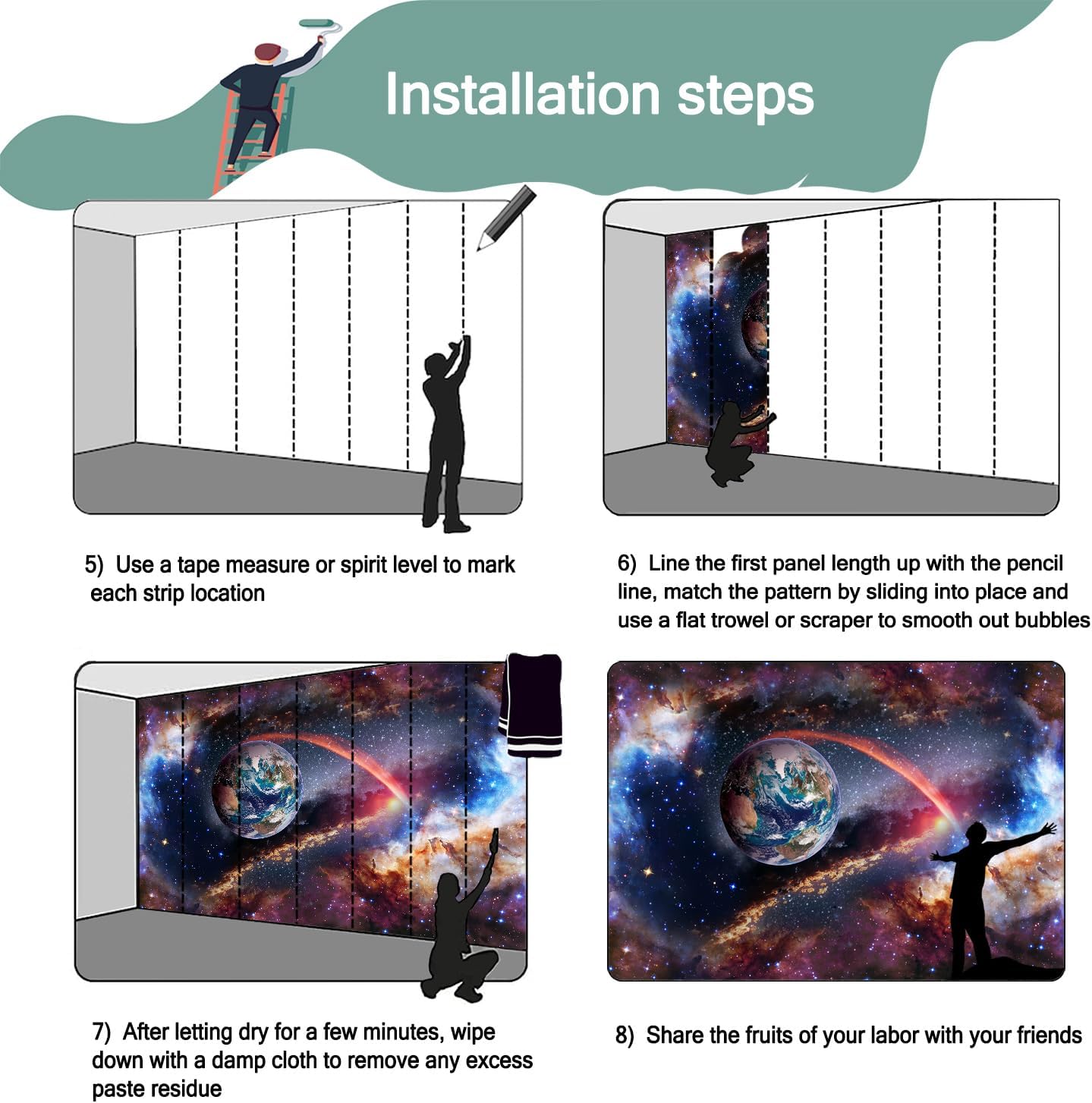 -Colorful Star Bright Star Bedroom Living Room Wallpaper XT13 S 100" x 65"