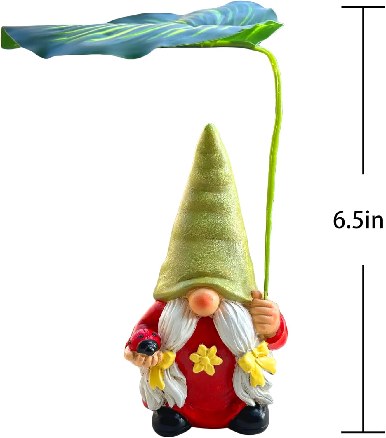 Garden Female Gnome Statue Decoration with Leaf Umbrella, 6.5” Figurine Ornament for Indoor Outdoor Home Patio Yard Lawn, for Gnome Lovers & Garden Enthusiasts，Mom，Women