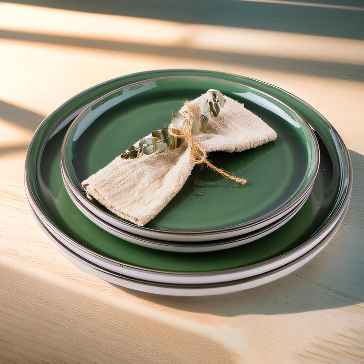 GBHOME Ceramic Dinnerware Sets, 24 Pieces Stoneware Dinnerware Set, Plates and Bowls Sets, Dishwasher & Microwave Safe,Dishes Set | Service for 8