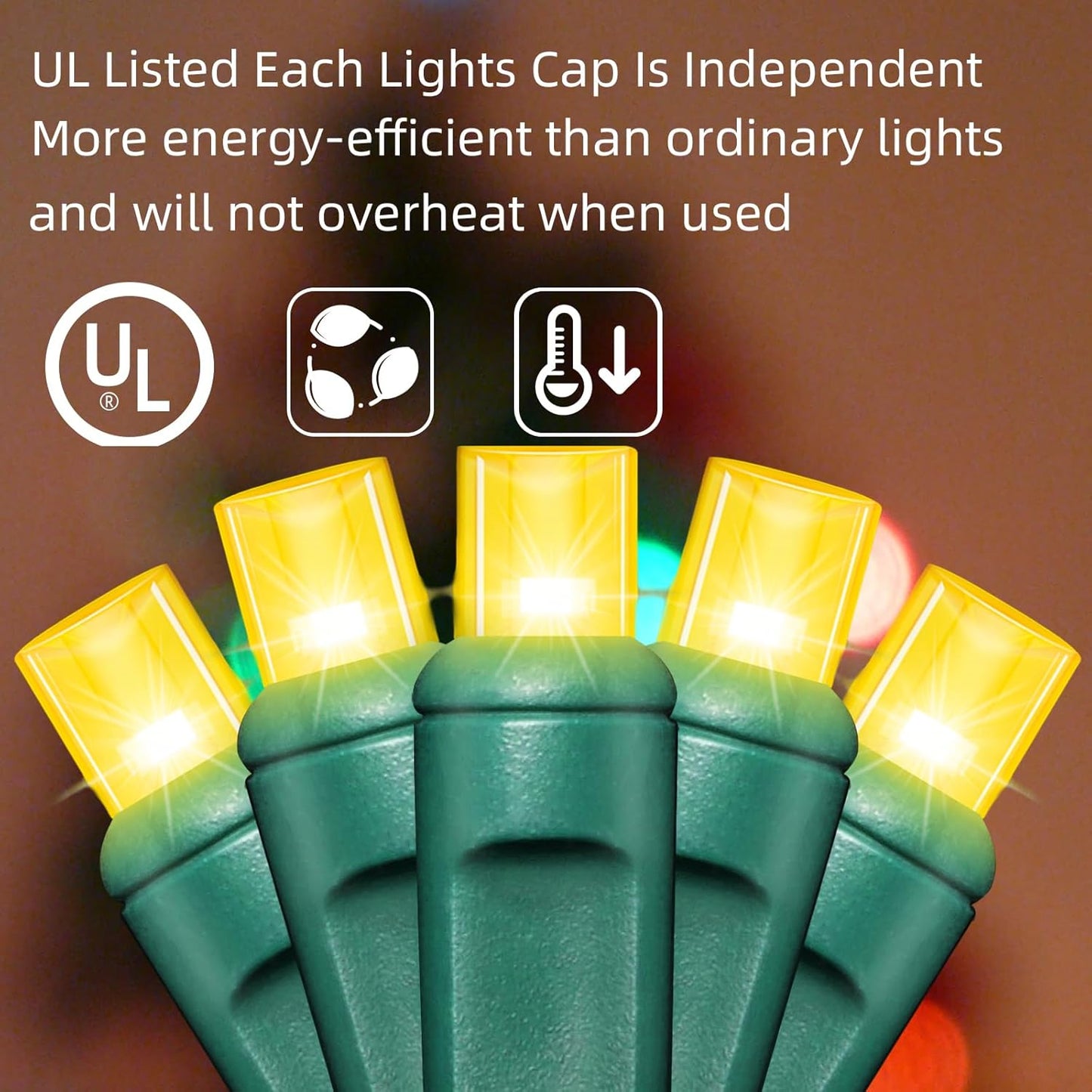 1200LED (24pk of 50L) String Lights, LED Christmas Lights, 6" SPACING,Green Wire, Yellow