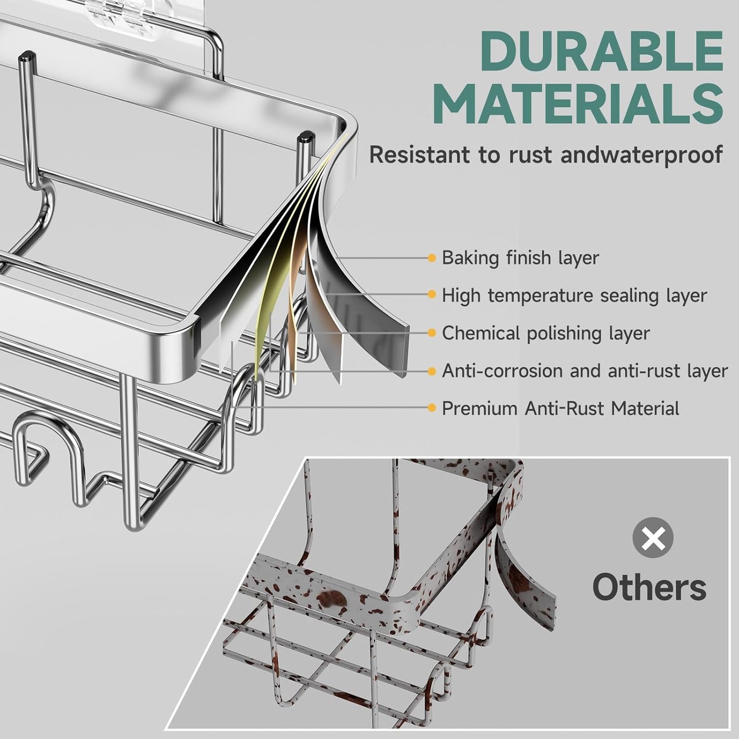 Veken Shower Caddy 6-Pack, Family Choice Award Winner, Large Wall Mounted Shower Rack, Bathroom Shelves Over Toilet, Organizer Storage Accessories with Soap Dish&Toothbrush Holder