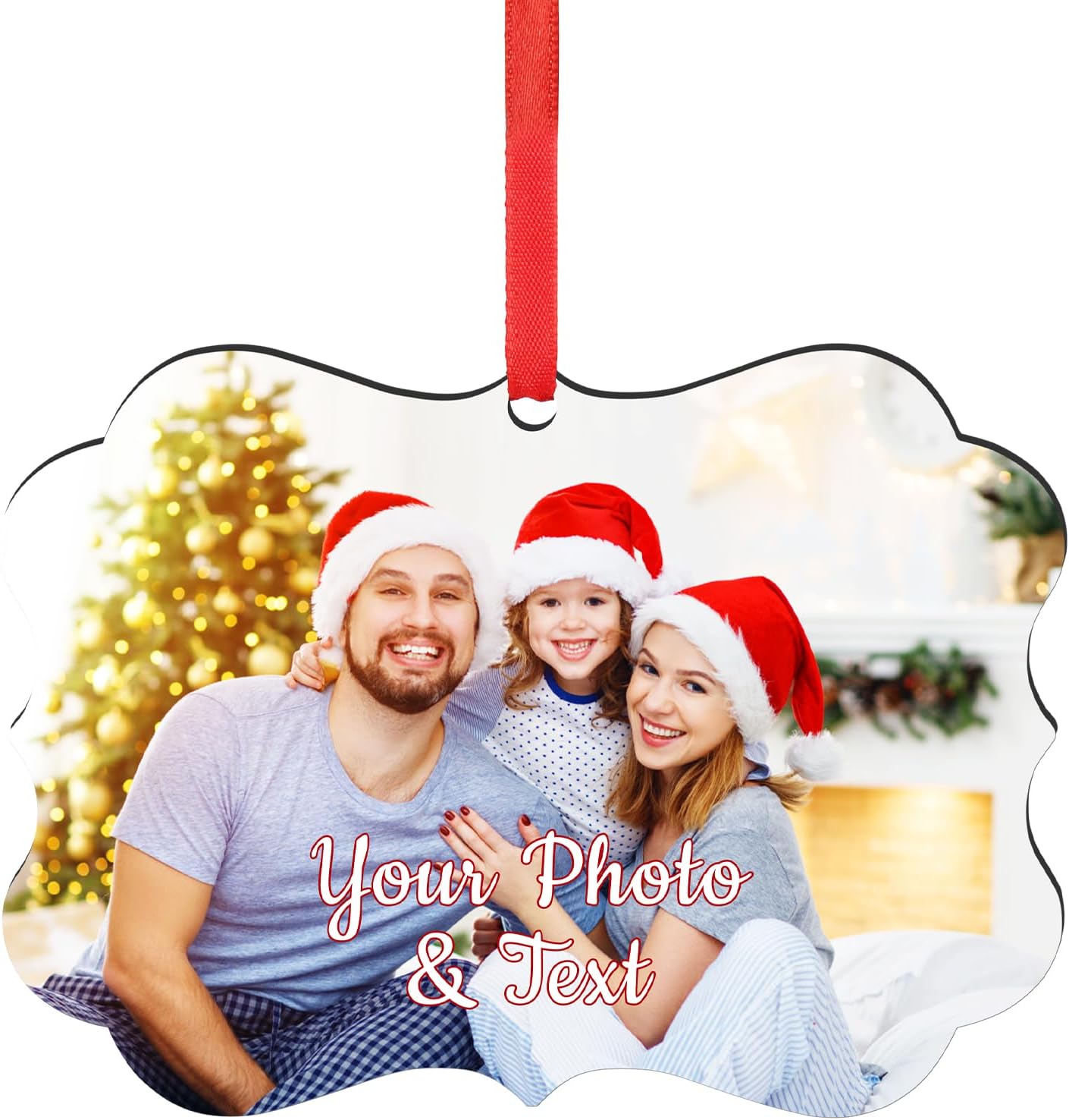 Personalized Christmas Ornaments 2025 Wood Custom Picture Text Hanging Ornament Customized Christmas Tree Decorations Keepsake Gift for Family Couples Xmas Tree Home Decor
